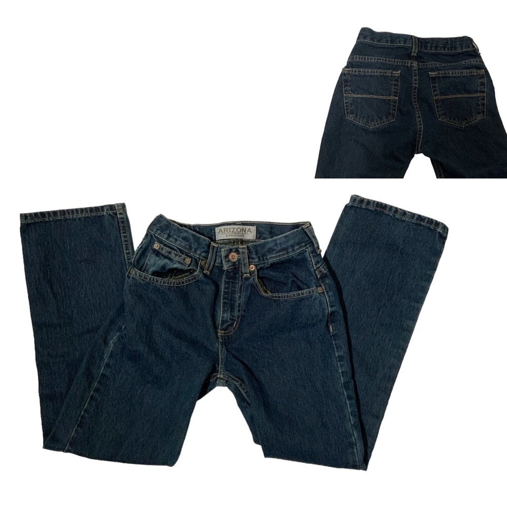 Arizona Girls Jean Dark Wash Straight Leg 5 Pocket Adjustable Waist Slim Size 12